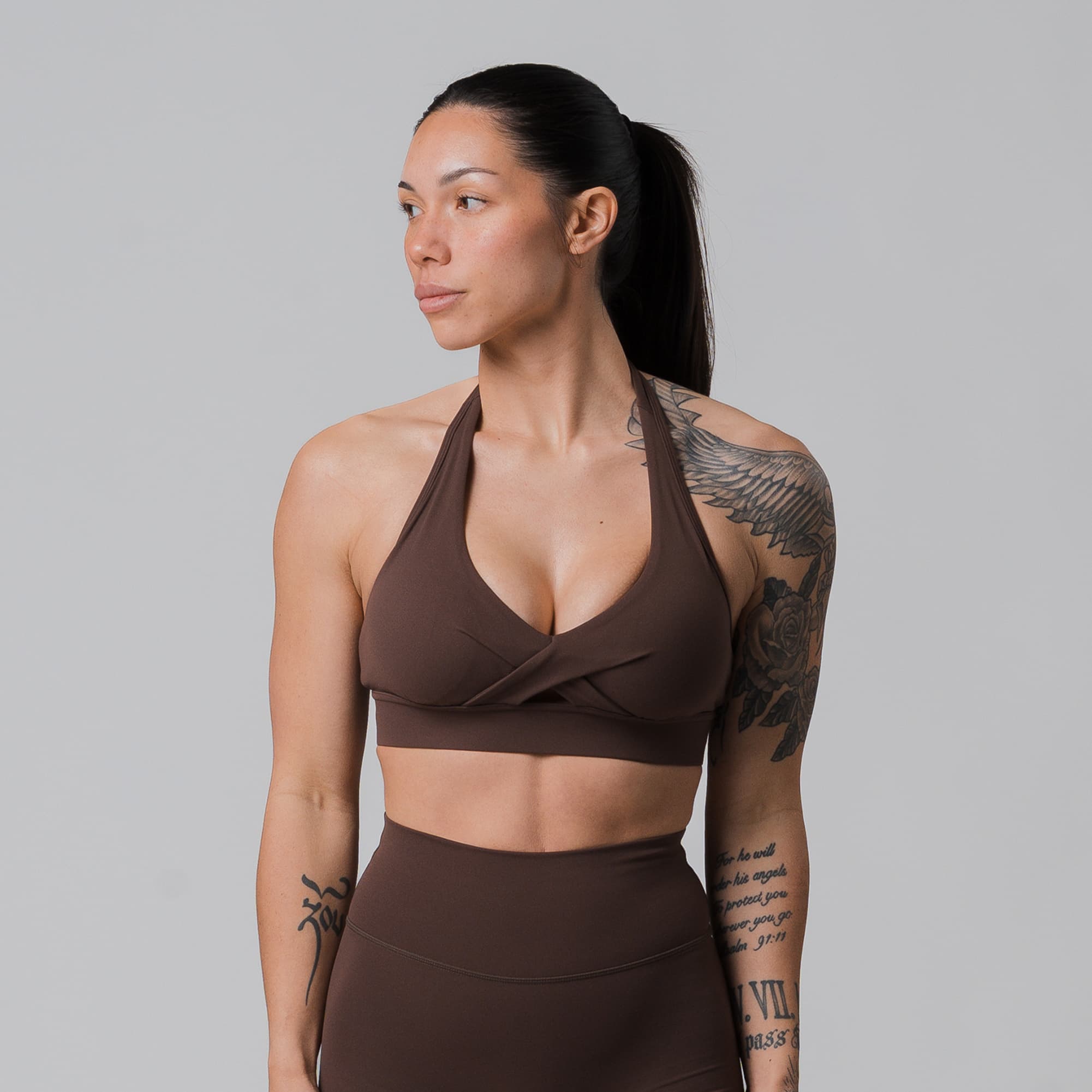 Axis Twisted Halter Bra - Brown