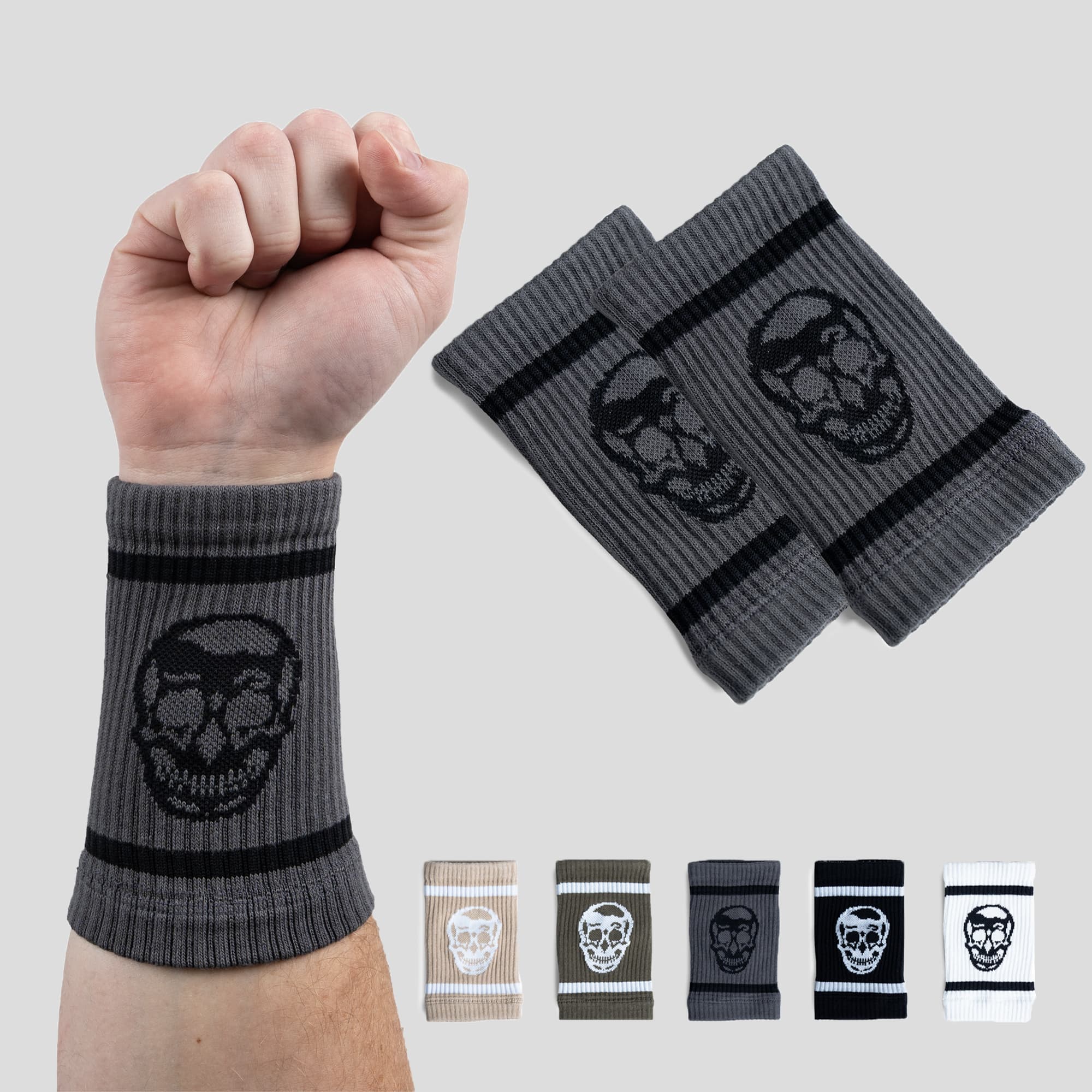Skull Wrist Bands - Gray