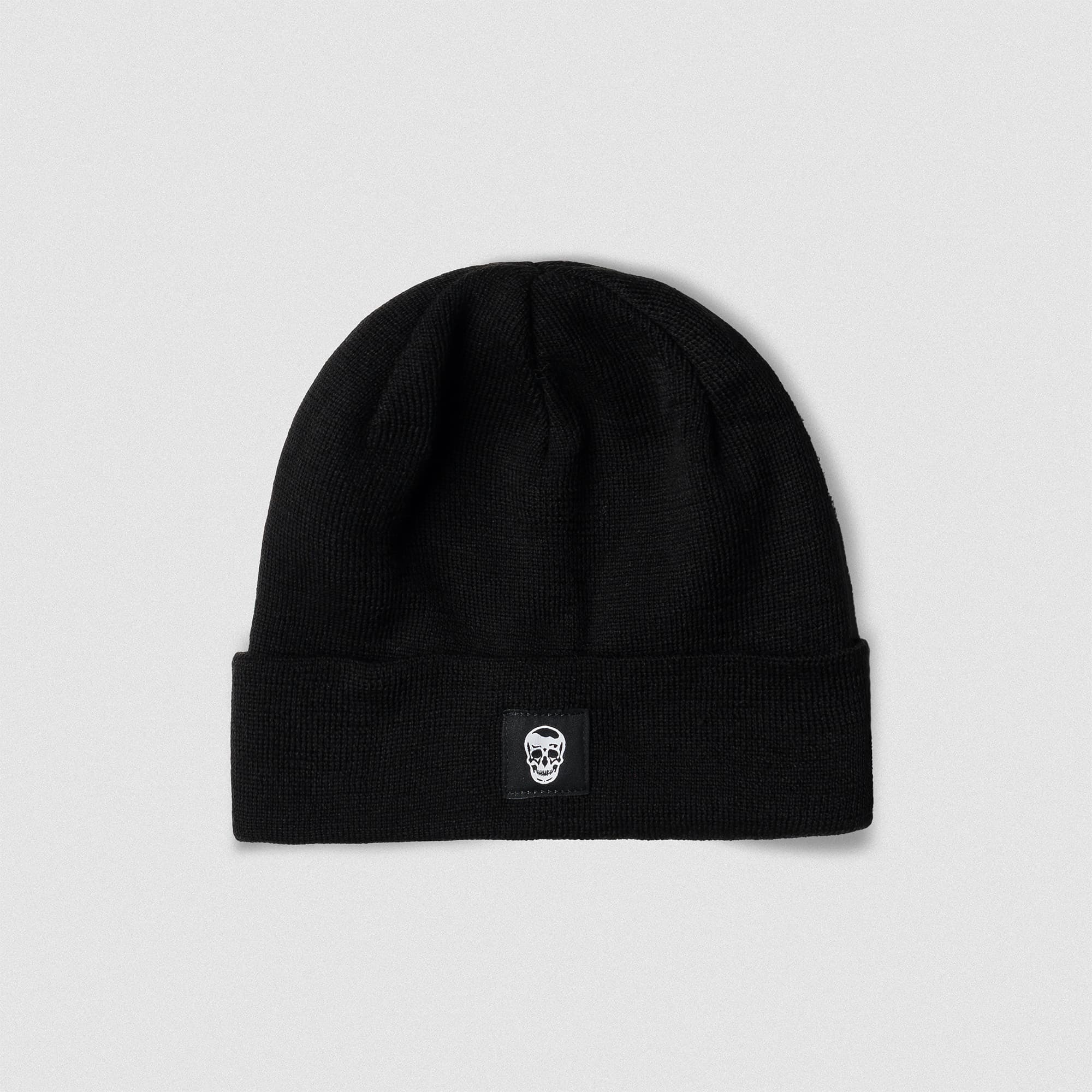 Skull Knit Cuff Beanie - Black