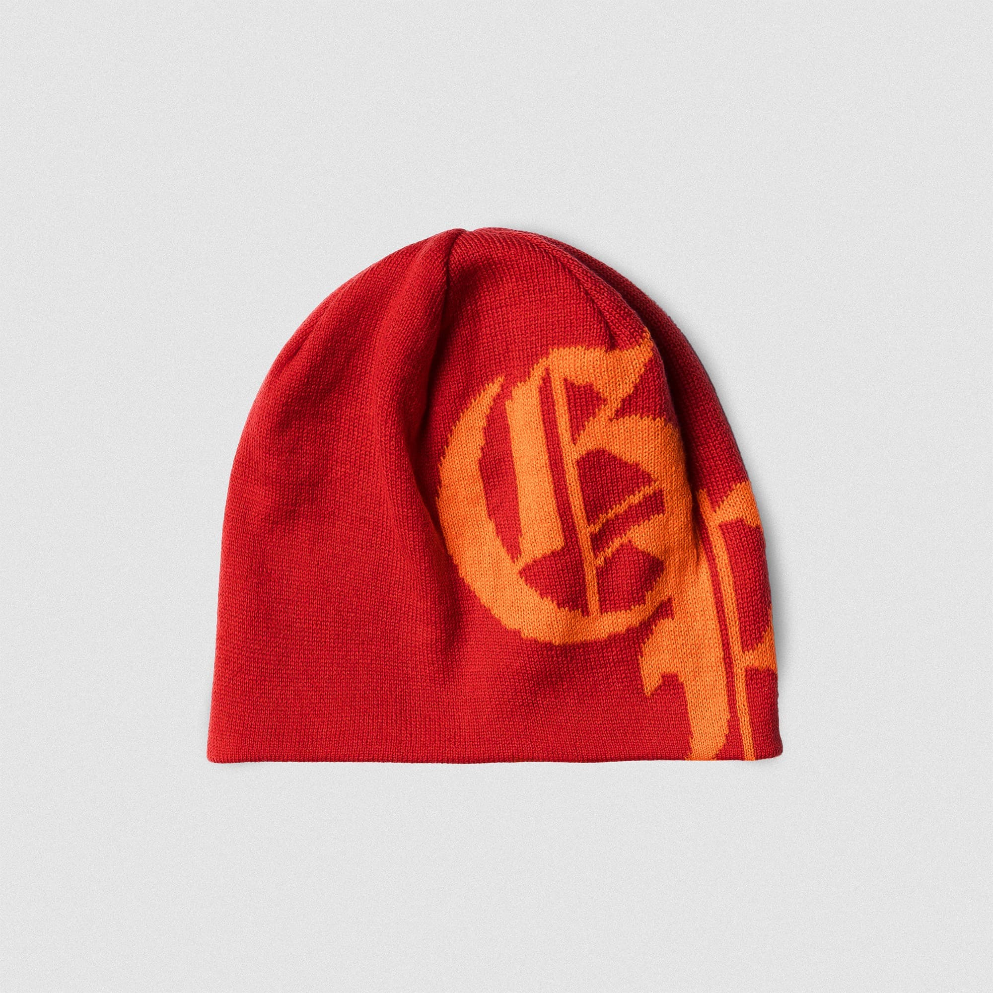 Initial Skull Cap Beanie - Red/Orange