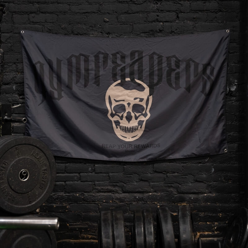 Reap Your Rewards Gym Flag - Tan