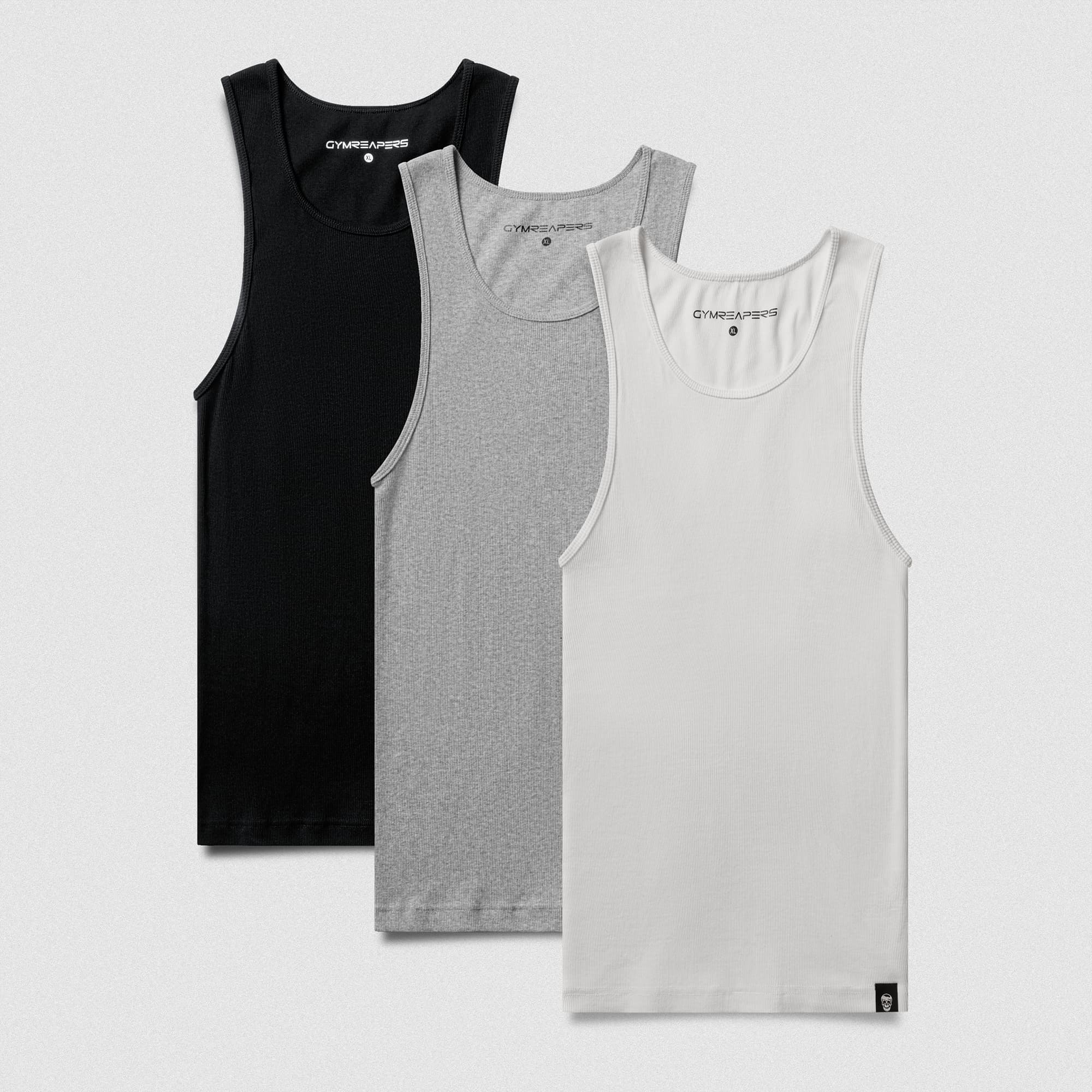 Men's Ribbed Tank 3-Pack - Black / Gray / White
