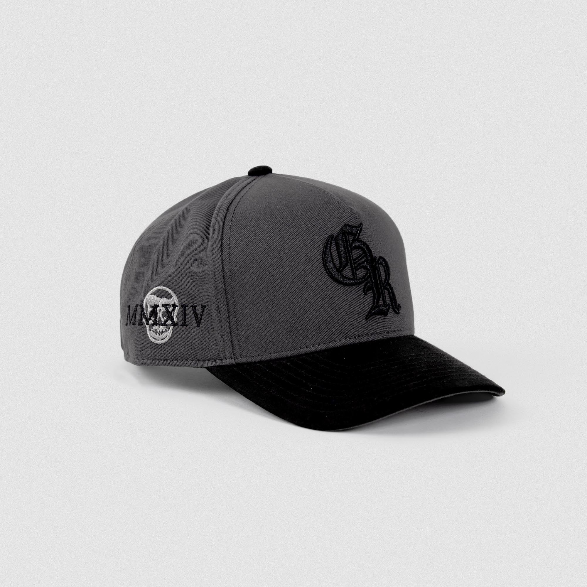 5-Panel Initial Suede Hat - Gray/Black