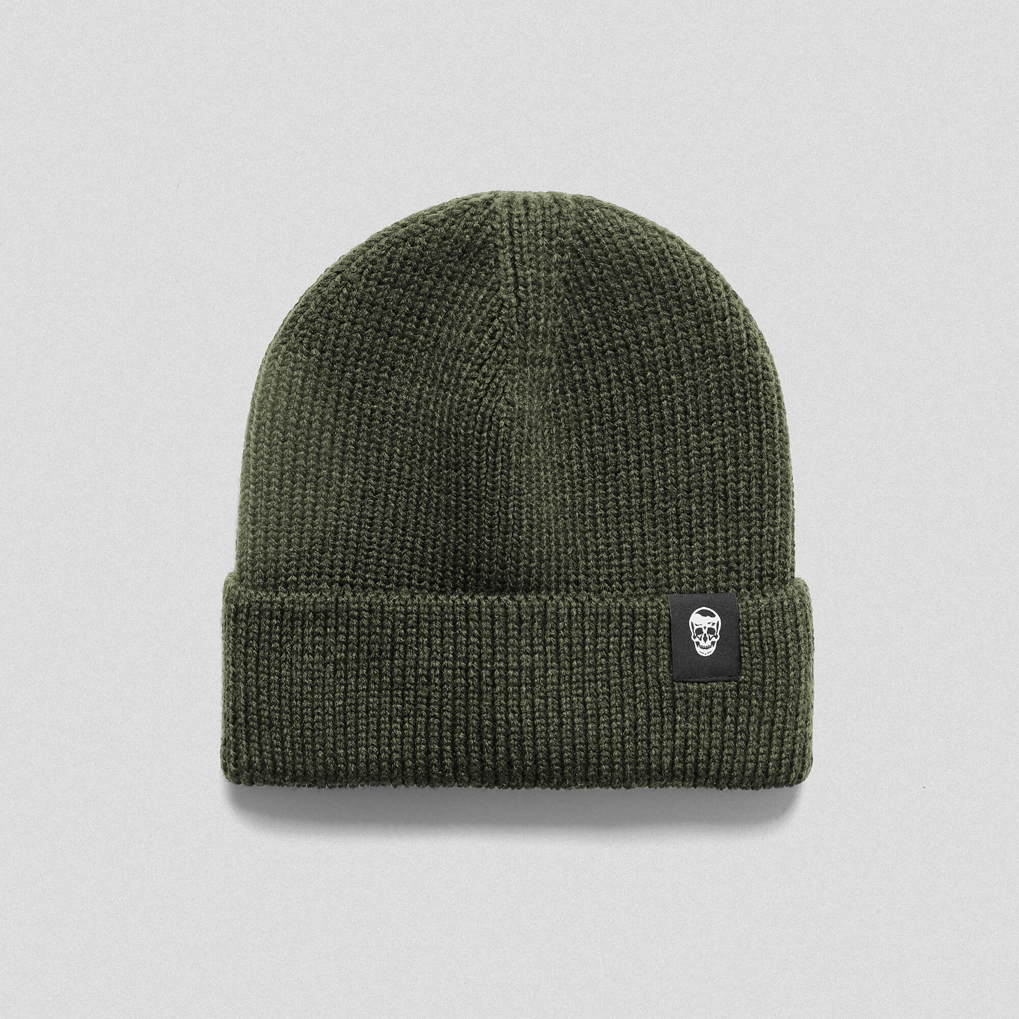 Ribbed Knit Skull Beanie - Green